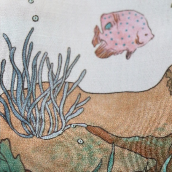 Sea life print viscose crepe fabric, 3.5 yards